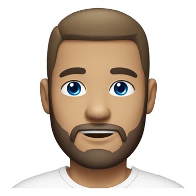 A guy with blue eyes, light skin, short shaven, a beard only on his chin, wearing a white T-shirt, a silver earring with a cross on one ear. sticker