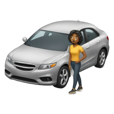 A girl standing car moving sticker