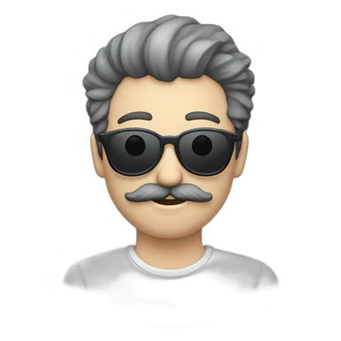 Hombre pelo gris liso bigote gris gafas azul oscuro  sticker