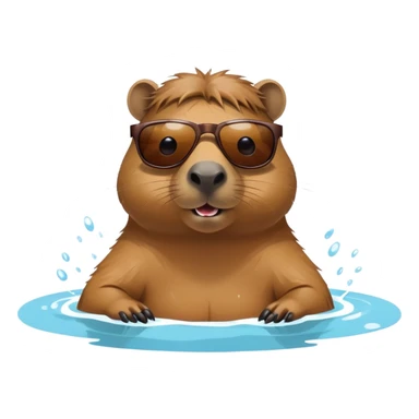 Capybara in a pool wearing sunglasses sticker
