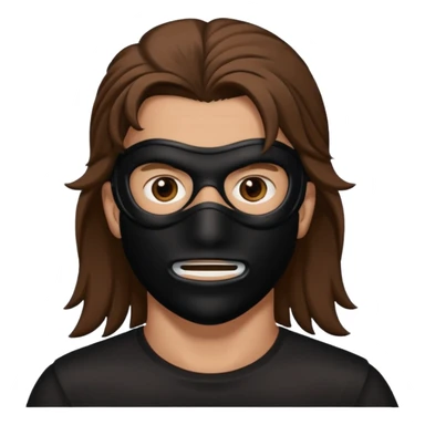 A guy with a brown mullet and a black mask over his mouth and nose sticker