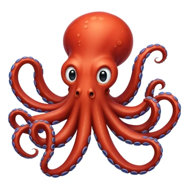 close-up of octopus tentacles curling arms with visible suckers, apple style emoji sticker