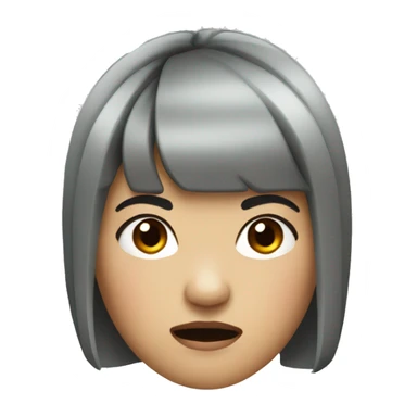 asian woman who looks like a chipmunk with short black hair and bangs looking angry sticker