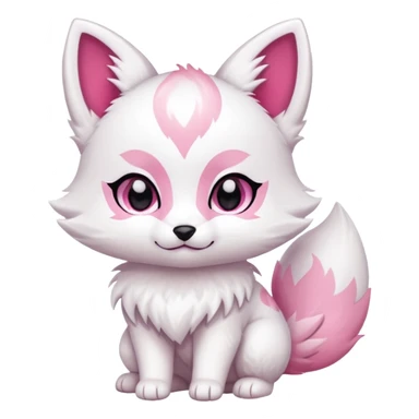 white with pink marks Chibi baby cute kitsune   sticker