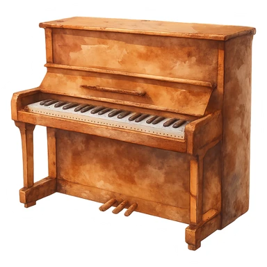 watercolor style piano sticker