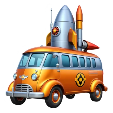 Heroic SuperBug hot rod Ron’s superminator futuristic rocket-powered tall robot Chevy delivery van (motto: bug out rocket Bombing creepy bugs is fun) sticker