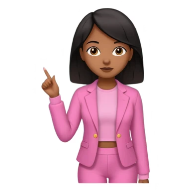 a brown skin teachers with hair that stop at elbpws girl with black straight like hair wearing pink not hot pink 2 piece set teaching up on a board sticker