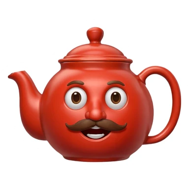 talking teapot red with mustach sticker