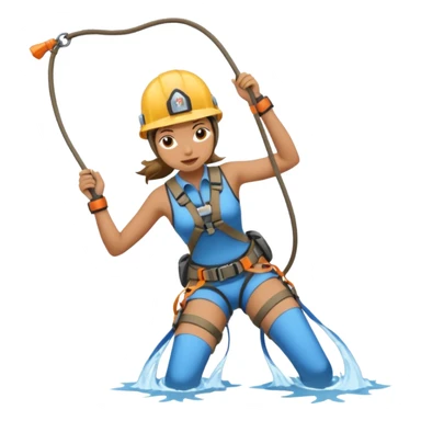 Woman rappelling waterfall sticker