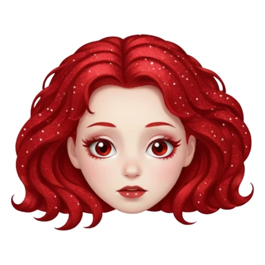 red glitter girl with eyes lying on the floor sticker