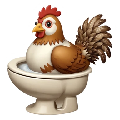 A fat chicken that its head is in a toilet sticker