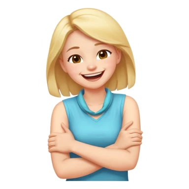 Girl arms a crossed the neck while laughing  sticker