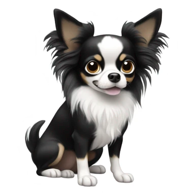fully black and white long haired chihuahua  sticker