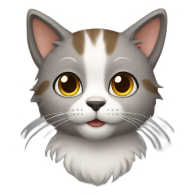 Cat furry grey- brown sticker