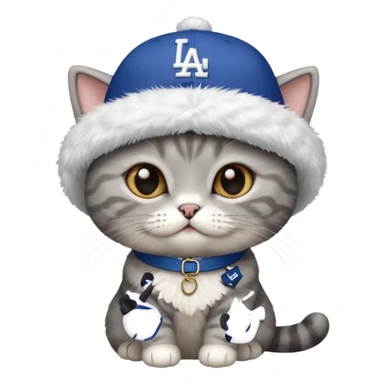 Can you make a gray British short cat wearing a LA dodger hat? sticker