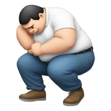 fat man crawling up steps sticker