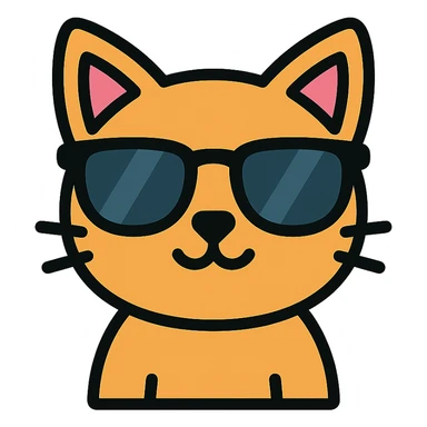 cat wearing sunglasses color icon sticker