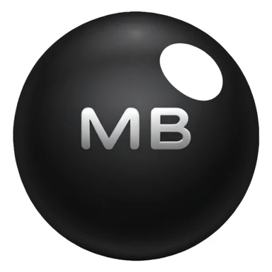 Black Ball with MB written on it sticker