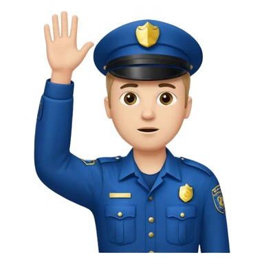 a white police man with one hand up telling the traffic to stop sticker