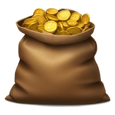 old open dark brown bag full of coins sticker