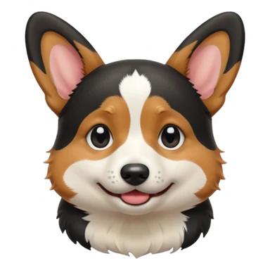 black tricolor corgi with no tail and crying sticker