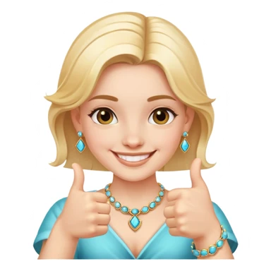 smiling girl with jewelry doing thumbs up sticker
