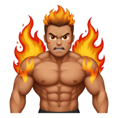 burning angry bodybuilder man  sticker