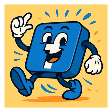 animated Facebook logo, playful movement, bold colors sticker