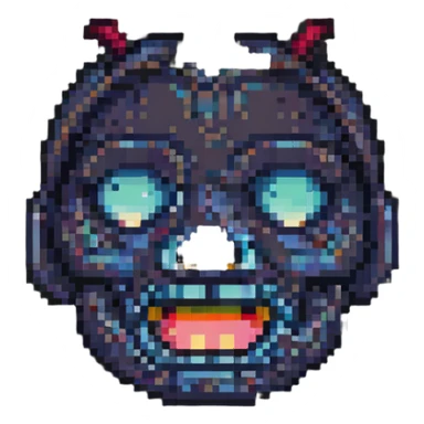 freaky face, pixelated, retro pixel art style sticker