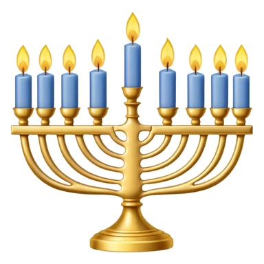 Gold Menorah with four candles on each side sticker