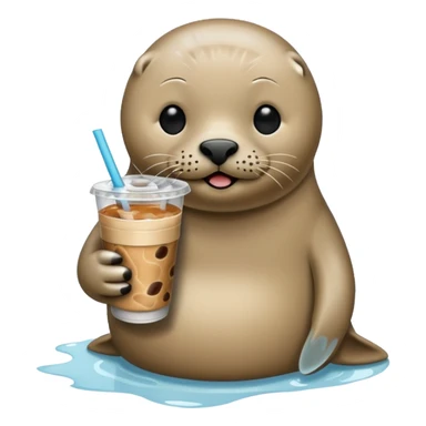 Seal with iced coffee sticker