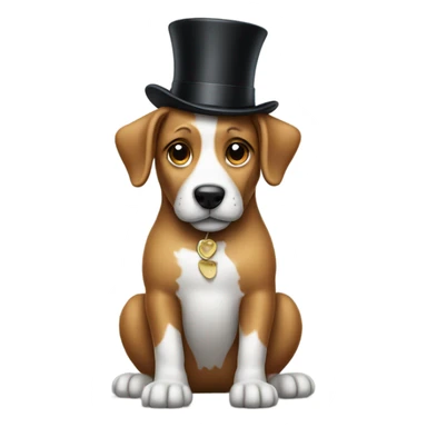 Dog wearing a top hat sticker