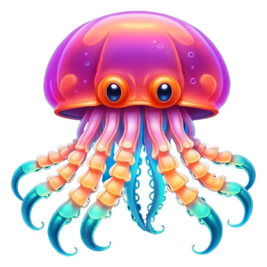 Neon glowing jellyfish-crab-squi sticker