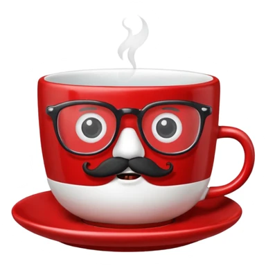 talking teacup red with glassess and mustache sticker