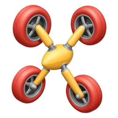 Isometric view of airplane landing gear in emoji style — one inflated, puffy wheel with a strut, soft 3D look, rounded shapes, clean and cartoon-like sticker