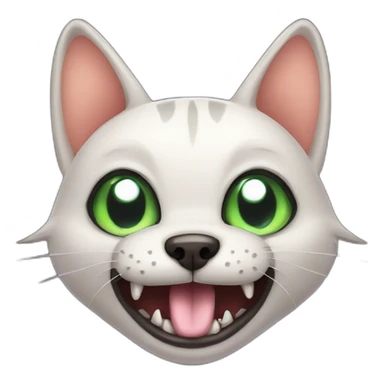 cartoon alien cat-dog with big fangs and a cape and without ears sticker