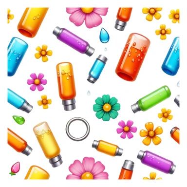 Create an icon that represents decorative arts using epoxy resin. The design should feature colorful tubes of resin, including fluorescent resin tubes, with visible drops or strokes of resin being applied to create intricate designs. Include finished resin jewelry pieces, such as pendants or rings, containing preserved flowers and insects encased in clear resin. The composition should feel vibrant, artistic, and delicate, showcasing the unique beauty of resin art with natural elements. The background should be transparent sticker