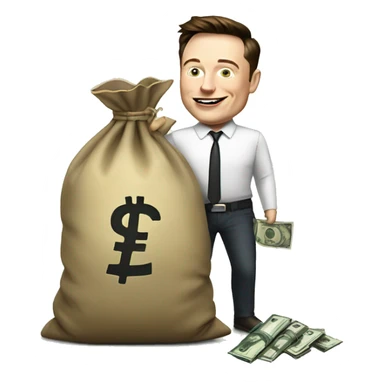 Elon musk with money bag sticker
