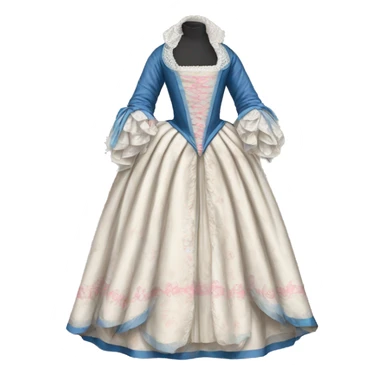 17th century gown with pink white and blue  sticker