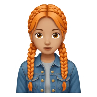 orange braids hair girl, tan skin, wear jean jacket sticker
