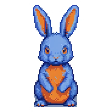 blue rabbit, pixelated blue bunny sticker