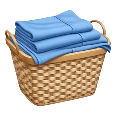 white LAUNDRY BASKET WITH FOLDED blue CLOTHES sticker