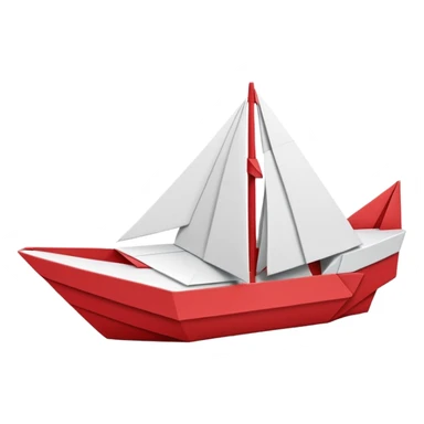 un bateau rouge et blanc en origami sticker