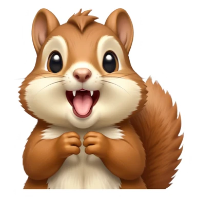 cinematic-cute-yawning squirrel-portrait-emoji,-head-tilted-playfully-and-inquisitively,-featuring-a-fluffy,-vibrant-auburn-fur-with-a-delicate-cream-belly-and-a-bushy-tail,wide-open yawn, revealing a soft grey  -round,-sparkling-eyes-filled-with-curious-mischief, sticker