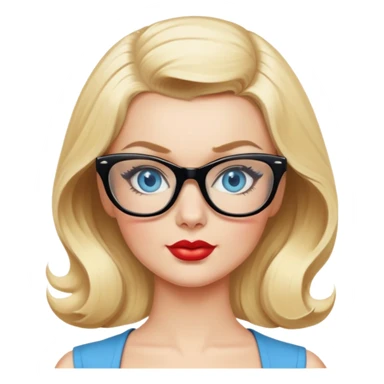 50's pin up,  blonde, black glasses and blue eyes full figure sticker