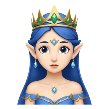 elf woman wearing tiara and blue cloathing dark hair sticker