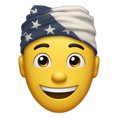 A happy face emoji with a bandana on his head sticker