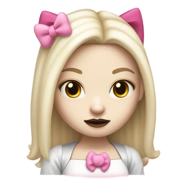 Cute pale vampire hello kitty girl split dye blonde and pink hair sticker