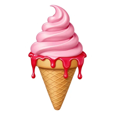 vanilla ice cream cone with strawberry sauces sticker