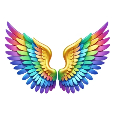 A 3d not too detailed rainbow prismatic angel wing sticker